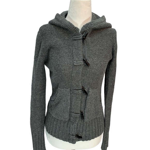 VERO MODA Grey Hooded Cardigan Toggle Closure🌸 - Picture 1 of 9